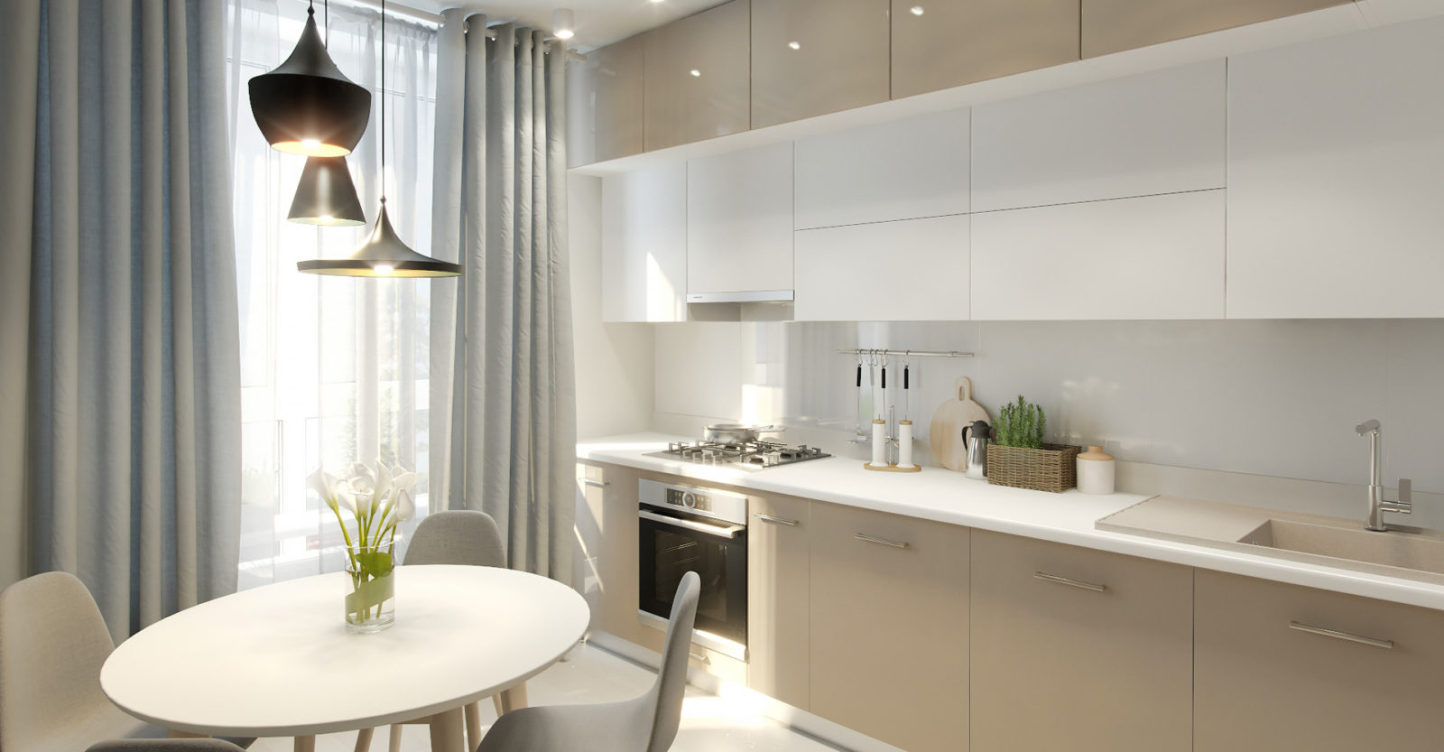 кухня, квартира, интерьер, дизайн-проект, визуализация интерьера, скандинавский дизайн